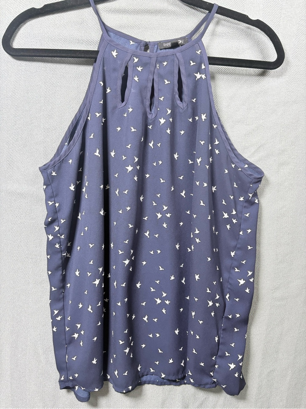 Papermoon Navy Halter Camisole with White Bird Print